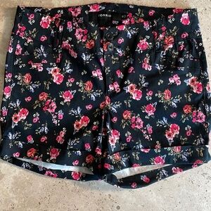 Torrid High Waist Floral Black Shorts